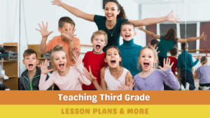 Third grade teacher and class cheering