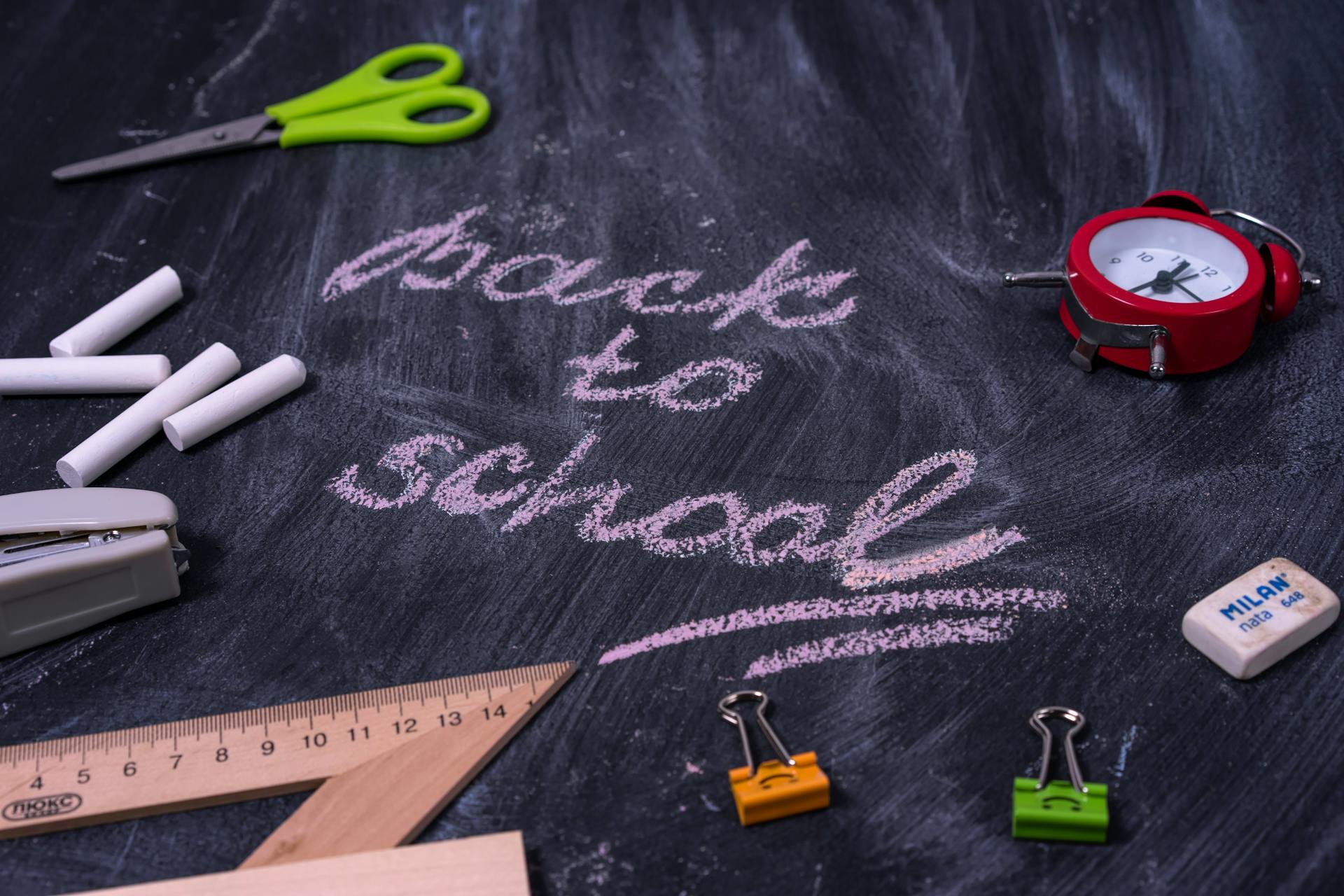 3rd Grade Classroom Blackboard with Words “Back to School” Written on it